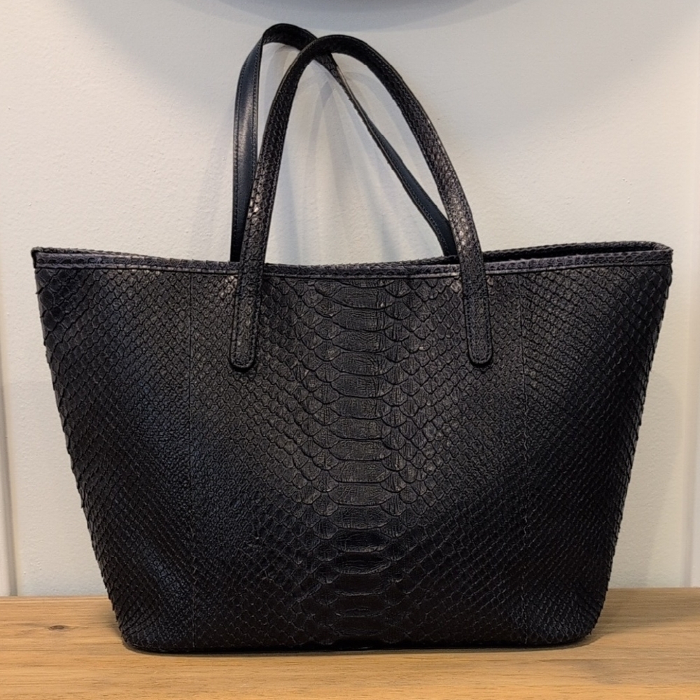 Silvano Biagini Python Bag & Matching Clutch Navy Blue - Picture 8 of 16